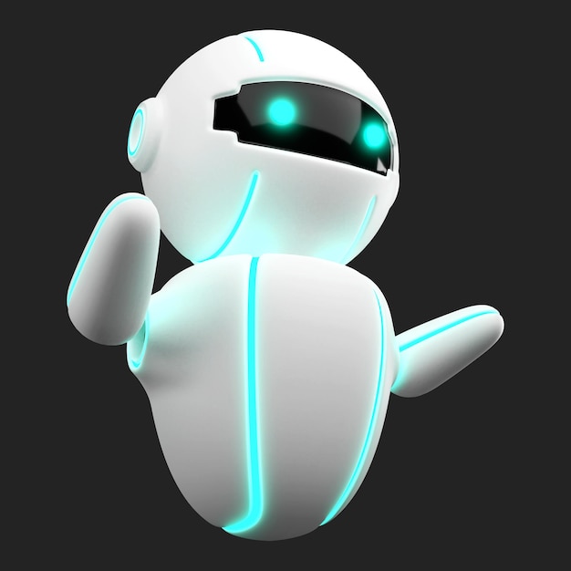 Robot ramah 3D imut asisten virtual cerdas bot maskot chatbot AI kecerdasan buatan