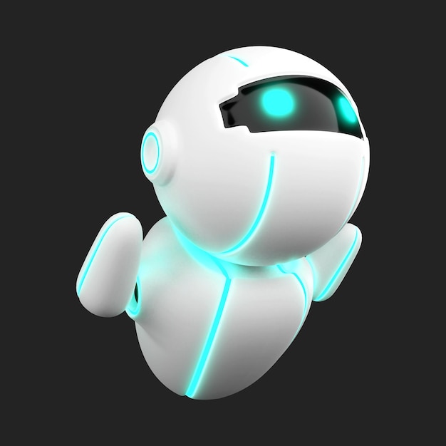 Robot ramah 3D imut asisten virtual cerdas bot maskot chatbot AI kecerdasan buatan