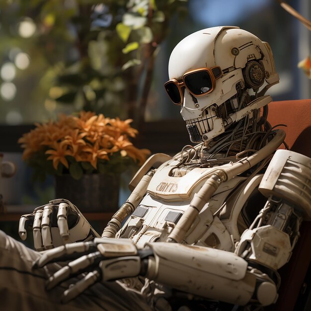 robot_relaxing_and_enjoying_sunday