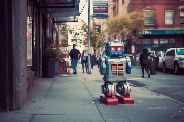 Robot retrò nelle strade di New York degli anni '90