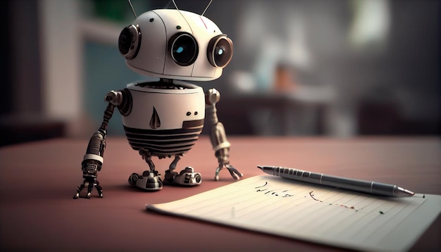 Robot scrittore AI che scrive come un autore umano o un blogger Generative Ai