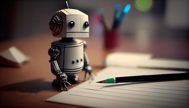 Robot scrittore AI che scrive come un autore umano o un blogger Generative Ai