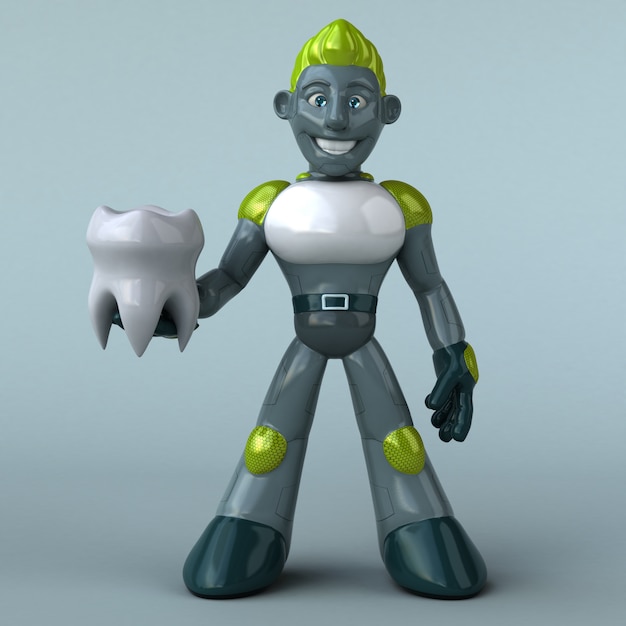 Robot verde con dente