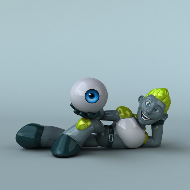 Robot verde - illustrazione 3D