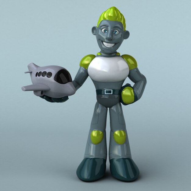 Robot verde - illustrazione 3D