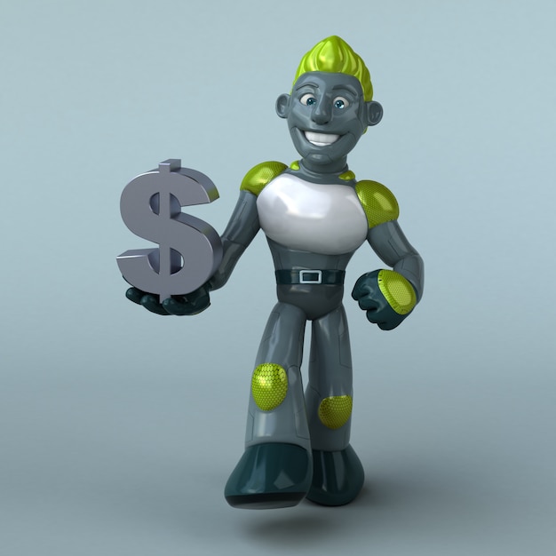 Robot verde - illustrazione 3D