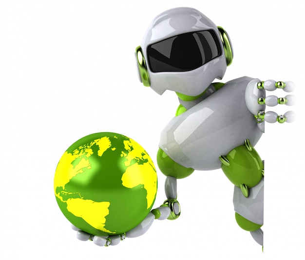 Robot verde - illustrazione 3D