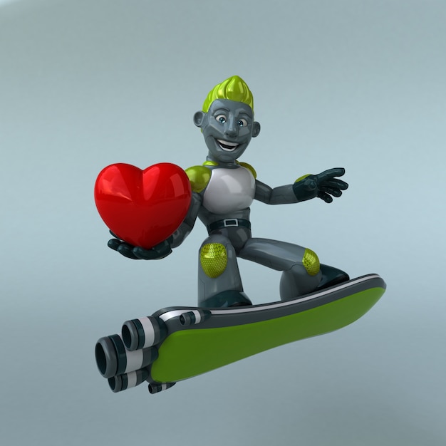 Robot verde - illustrazione 3D