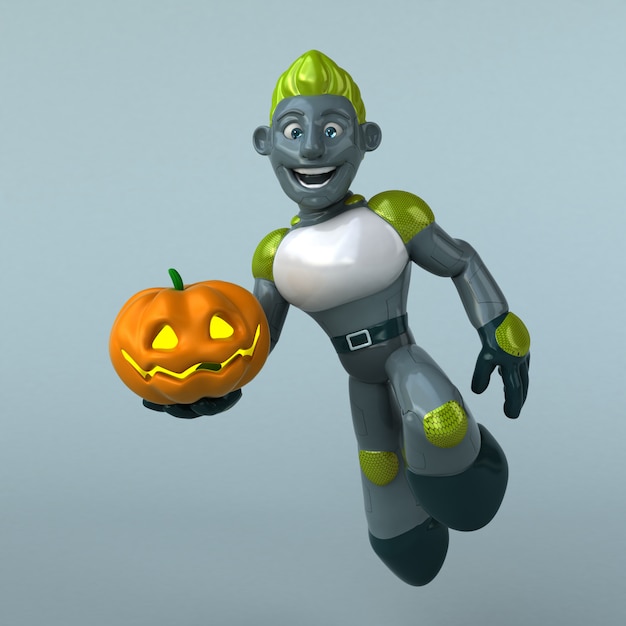 Robot verde - illustrazione 3D