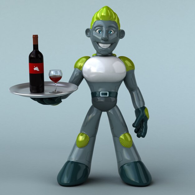 Robot verde - illustrazione 3D