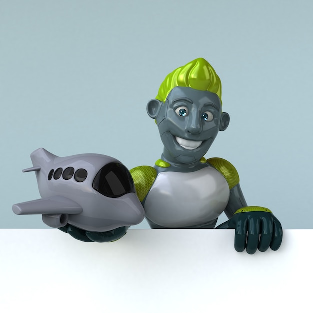 Robot verde - illustrazione 3D