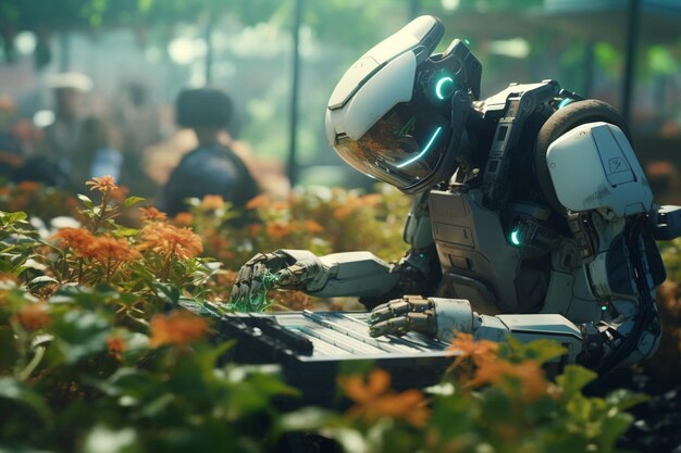 Robotic gardeners tending to digital flowerbeds oc 00159 02