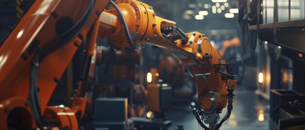 Robotica avanzata al lavoro in un ambiente industriale ad alta tecnologia