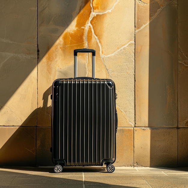 Robusti bagagli neri pronti a viaggiare
