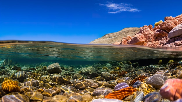 rocce marroni nell'acqua di mare