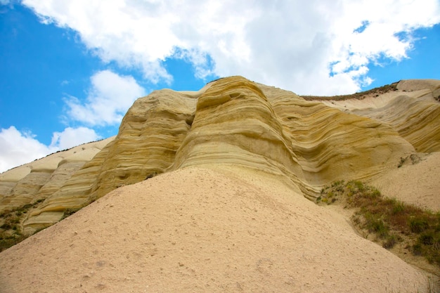 Rocce vulcaniche e scogliere calcaree nella valle della Cappadocia Turchia Turismo e viaggi geologia ed erosione del suolo