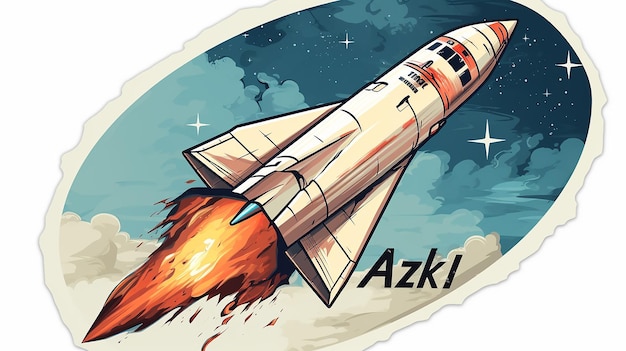 Rocket in stile sketch che vola nell'aria