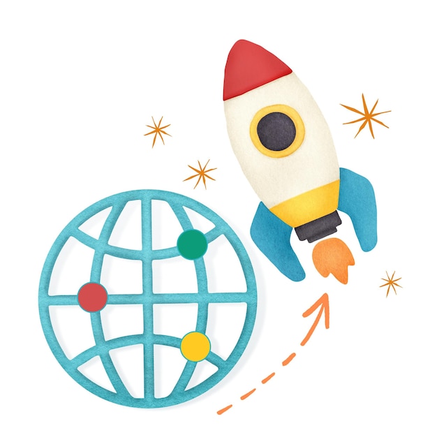 Rocket spaziale adesivo png sfondo trasparente