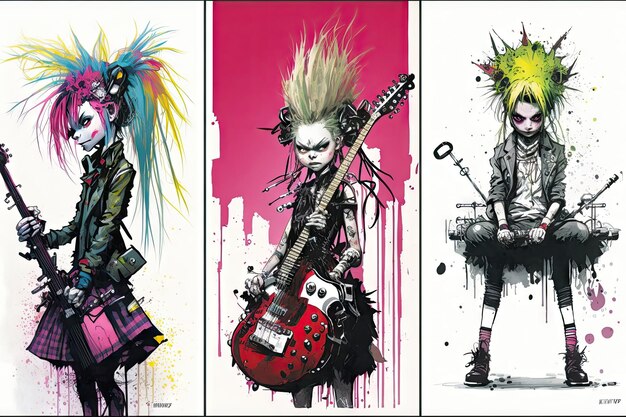 Rockstar glam metal arcobaleno di Ashley Wood stilizzata fresca e colorata Generative AI AIG15