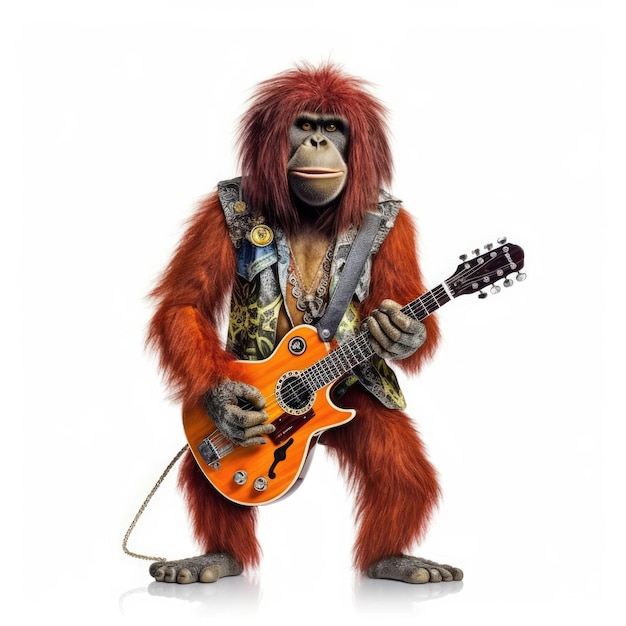 Rockstar Orangutan con una chitarra