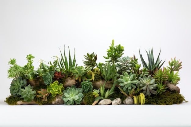 Roda di succulente e piante su una superficie bianca o trasparente PNG sfondo trasparente
