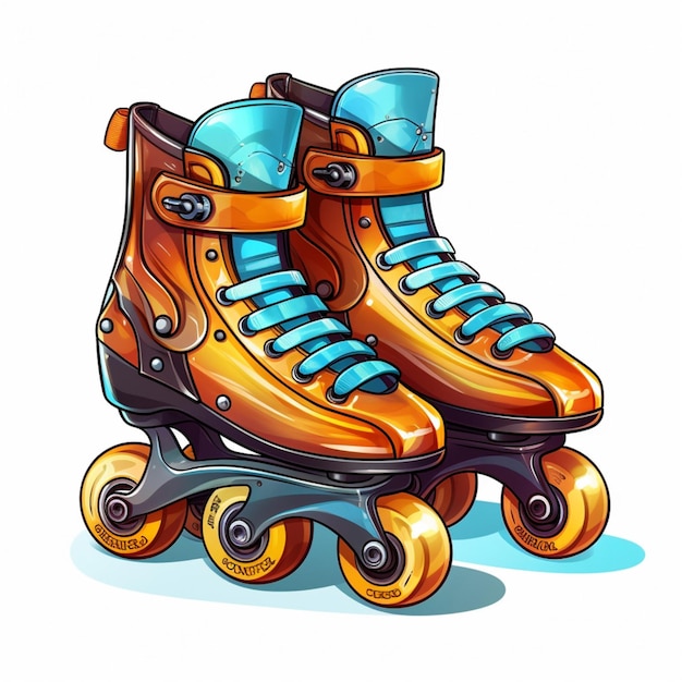 Roller Skates 2d cartone animato illustrato su sfondo bianco h