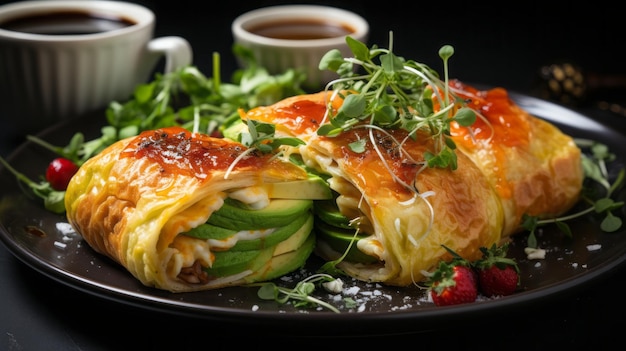 Rolli di omelette con mozzarella e verdure