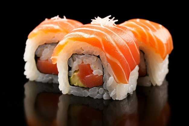 Rollo di sushi con salmone