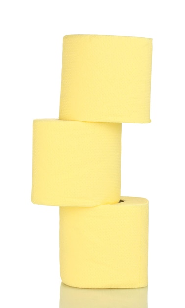 Rolls di carta igienica isolato su bianco