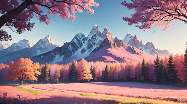 Romantica collina di erba rosa utilizzata per lo sfondo del desktop