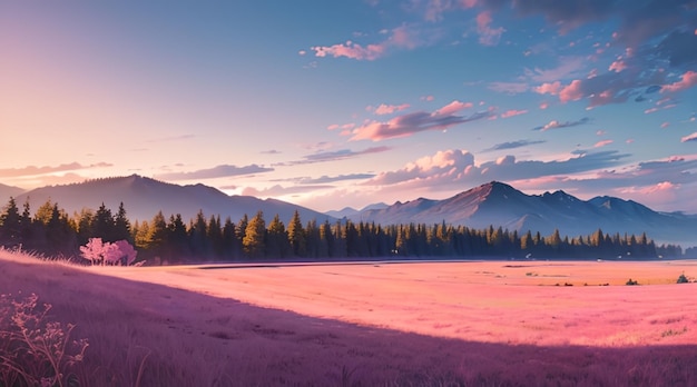 Romantica collina di erba rosa utilizzata per lo sfondo del desktop