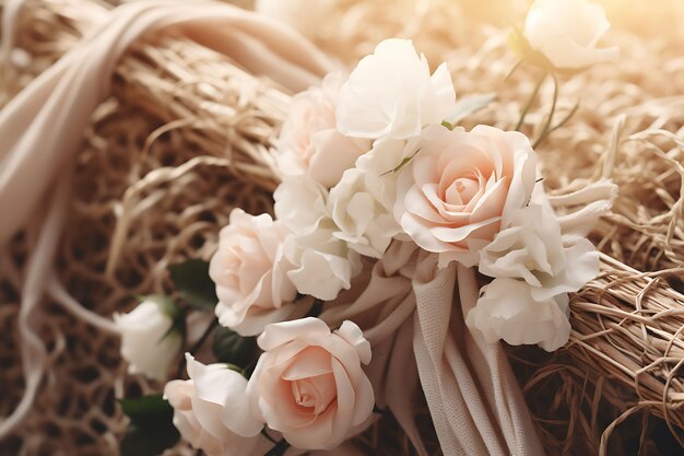 Romantica Croce Sacra Adornata Con Delicate Rose E Croce Intera Domenica Delle Palme Foto Arte Cristiana