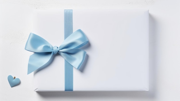 Romantica scatola regalo a nastro blu con arco per il giorno di San Valentino