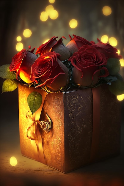 Romantiche rose rosse in scatola, ai generative