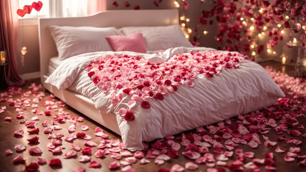 Romanticismo sincero Un letto adornato con la perfezione dei petali