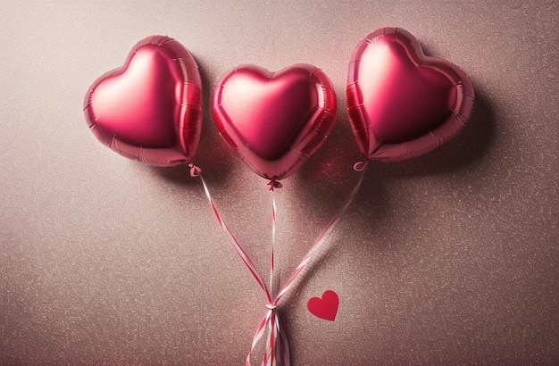 Romantico cuore rosso palloncini celebrazione festa banner giorno di San Valentino vendita AI generativa