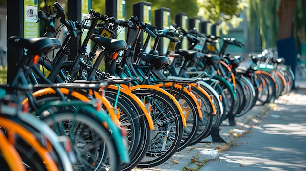 Ronde di biciclette in un parco urbano