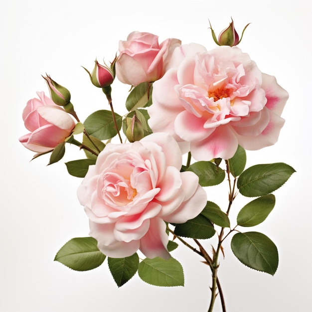 Rosa ad arbusto con sfondo bianco di alta qualità ultra