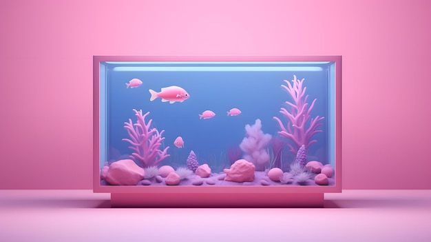 Rosa Barbie stile di pesce nel serbatoio dell'acquario con barriera corallina come sfondo