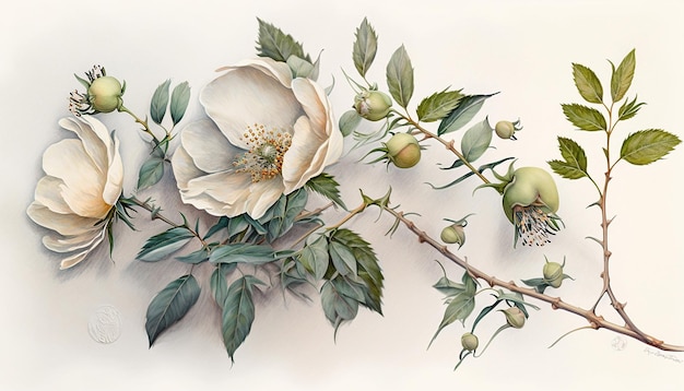 Rosa bianco bel fiore rosa Ai generato arte