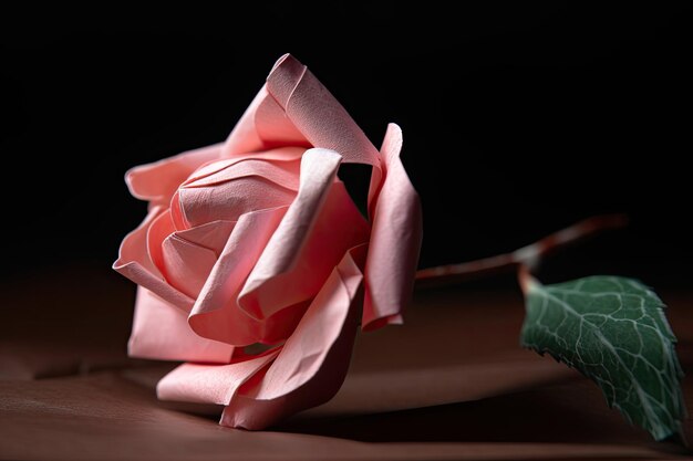 Rosa di carta creata con pieghe di origami e carta delicata creata con intelligenza artificiale generativa