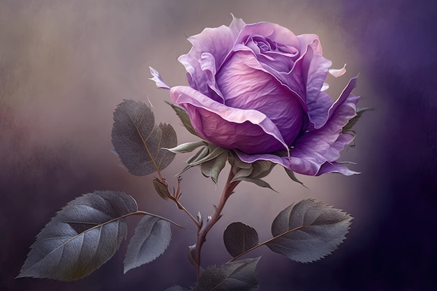 Rosa in rosa con una morbida macchia viola natura fantasiosa nell'idea del fiore primaverile estivo