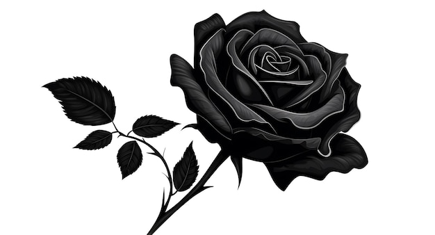 Rosa nera isolata su sfondo bianco Fiore rosa di colore nero