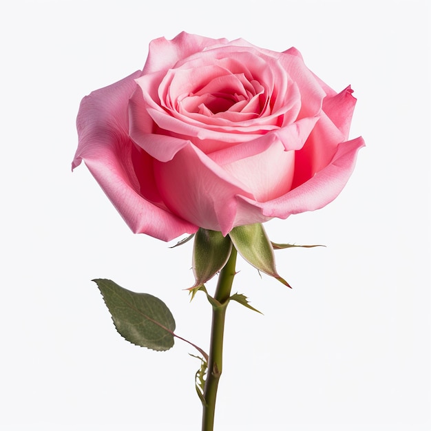 Rosa rosa da vicino isolata su bianco