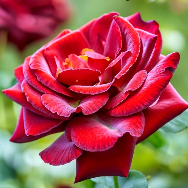 rosa rossa brillante nel giardino AI_Generated
