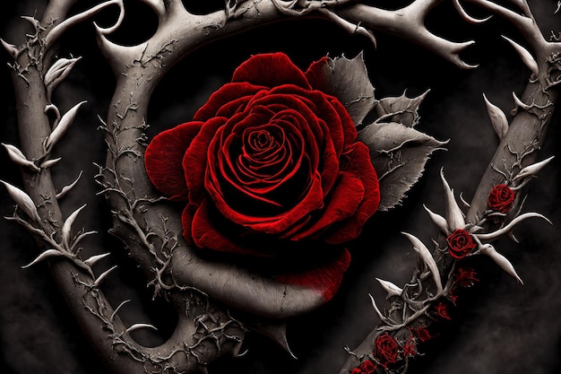 rosa rossa con spine