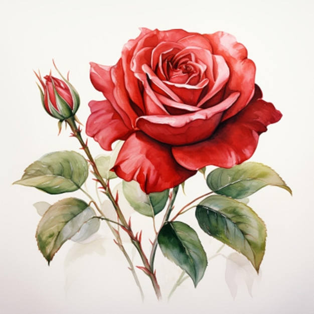 Rosa rossa dell'acquerello