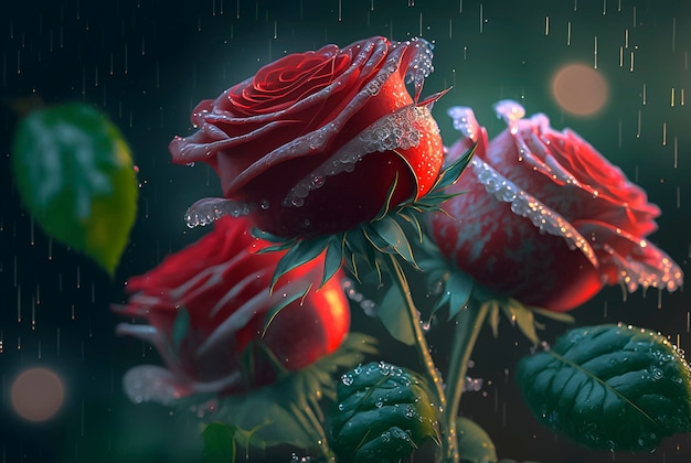 Rosa rossa sullo sfondo romantico AI Generato