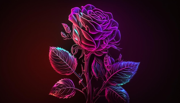 Rose al neon su sfondo nero