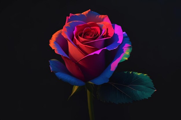 Rose arcobaleno con ombra e sfondo scuro